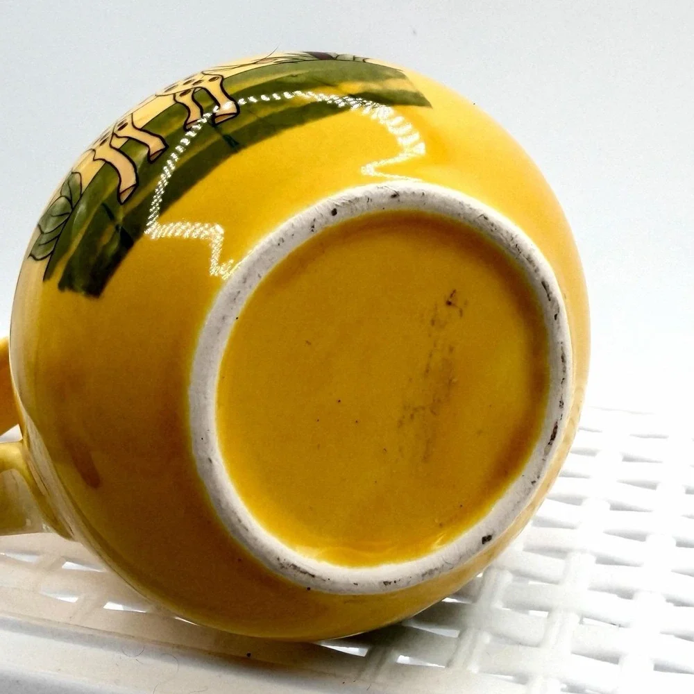 Vintage Pottery Barn Safari Creamer & Sugar Bowl Set Yellow Animals Jungle